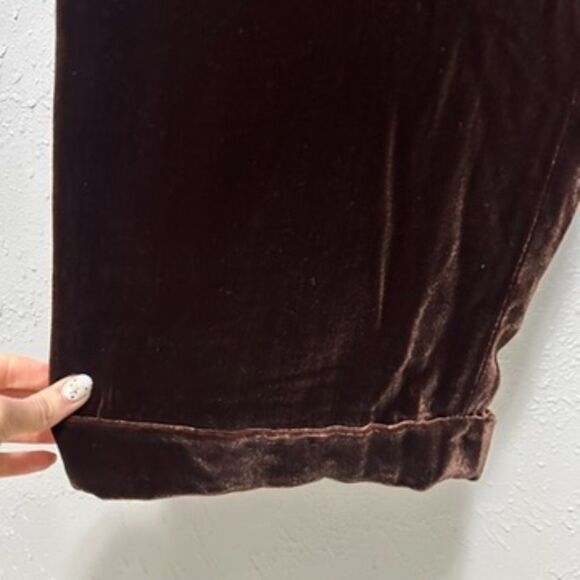 Ralph Lauren Purple Label Brown Velvet Pleated Trousers Straight / Wide US 10 - Picture 7 of 12